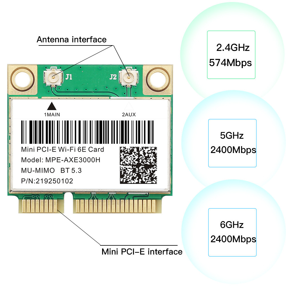 WiFi 6E AX210HMW Mini PCIE BT53 Wifi Card Bluetooth 53 AX210 Network Card 80211AX Wireless Network A