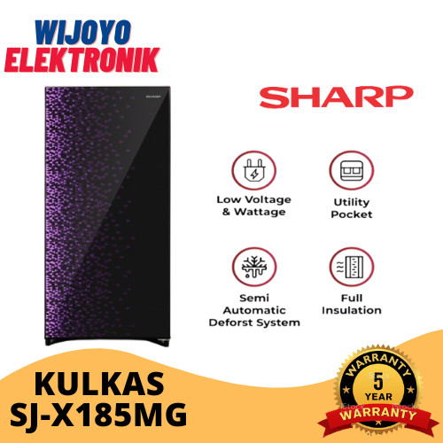 Kulkas Sharp 1 Pintu SJX-185 MG / Lemari Es Bunga Satu Pintu 185 MG