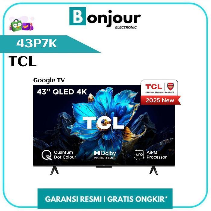 QLED TCL 43 Inch Google TV TCL 43P7K 4K UHD Dolby Atmos TCL 43P7K