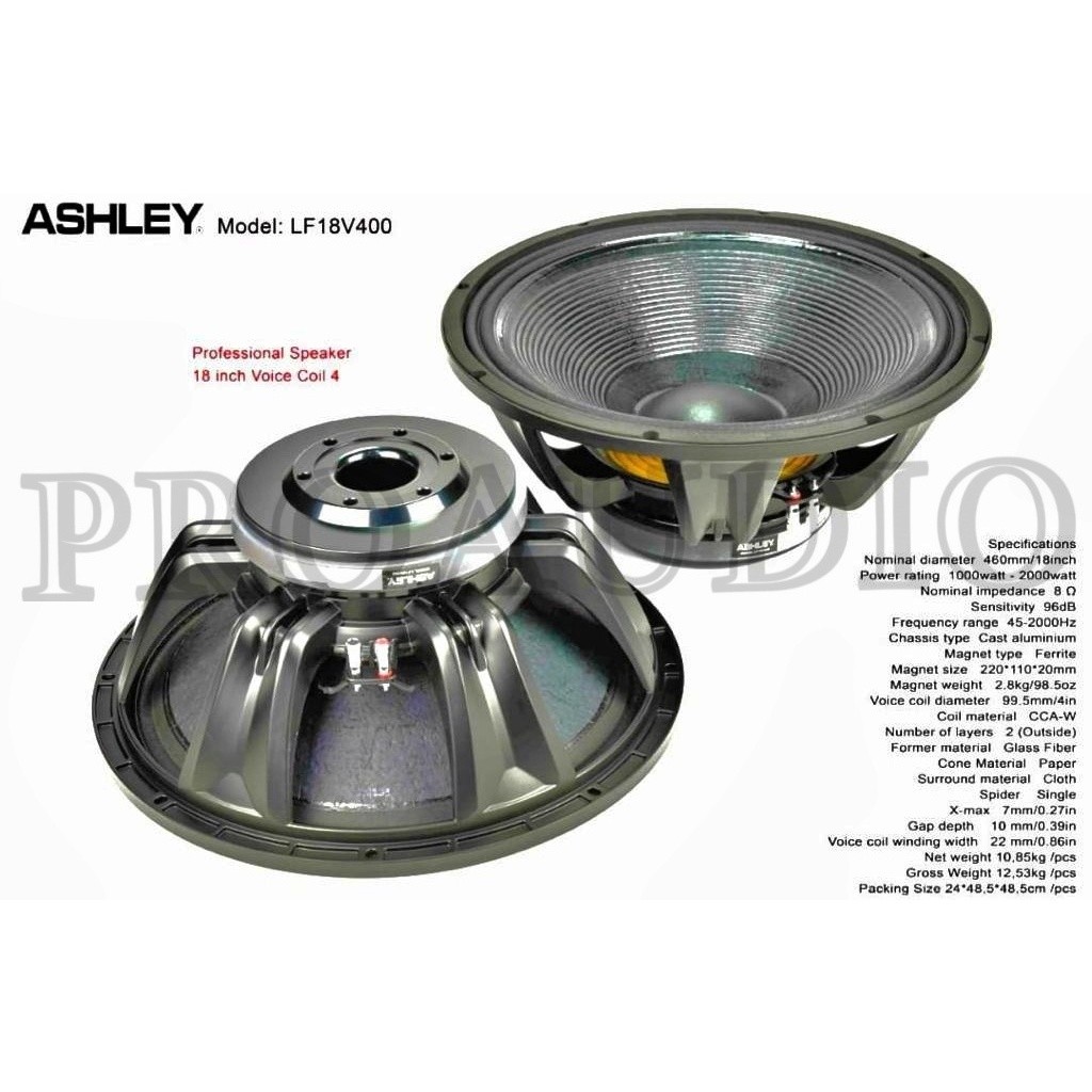 Speaker ASHLEY LF18V400 LF 18 V400 LF 18V400 18 Inch 2000 WATT SPEAKER KOMPONEN ASHLEY 18 INCH ORIGI