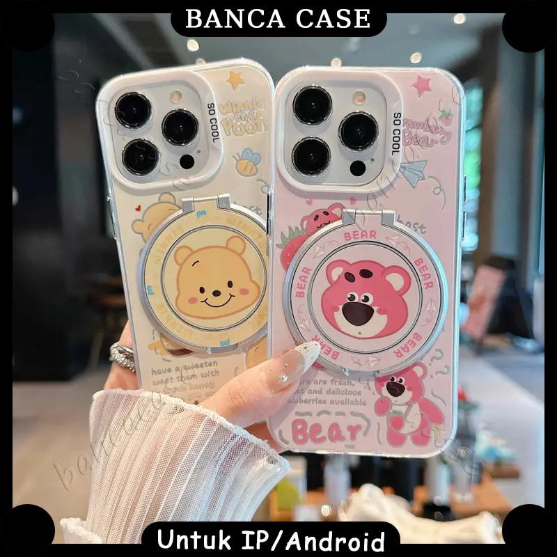 Banca | (Case+Popsocket+tali)Untuk iPhone case lotso iphone 11 12 13 14 15 16 17 PRO MAX PLUS XR X X