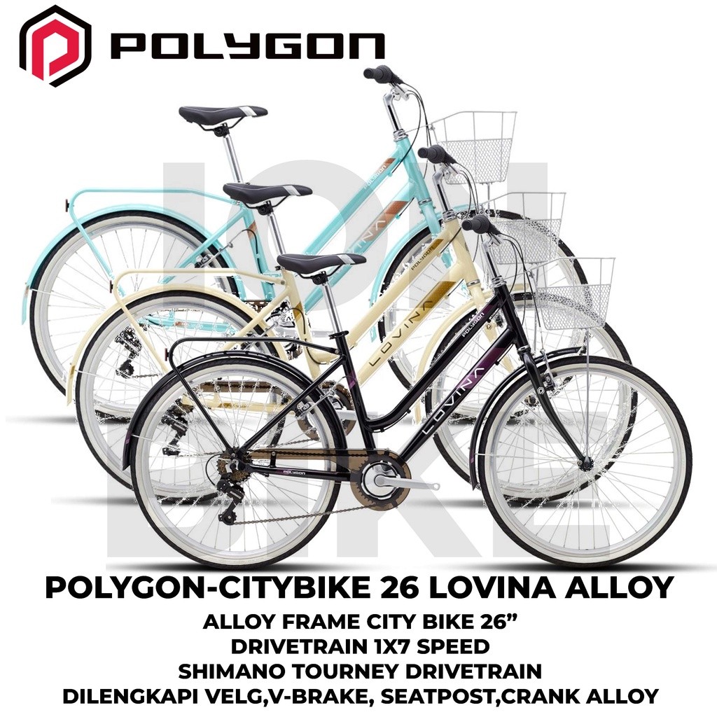 Sepeda City Bike 26 Inch Polygon Lovina Frame Alloy Ringan Terbaru CTB Citybike Urban Cewek Wanita I