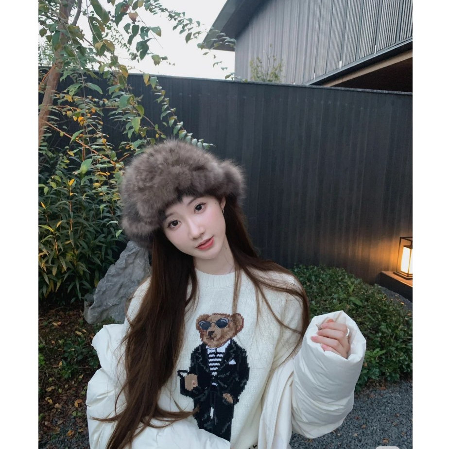 ori~ Sweater Rajutan Bordir Beruang Kartun RL POLO Gaya Akademi Inggris