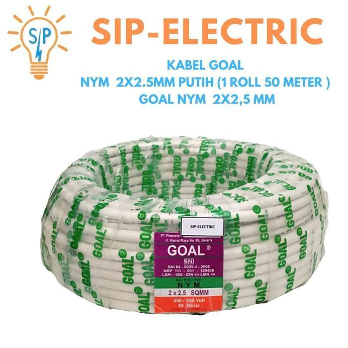 Kabel Goal Nym 2X2.5 Mm Putih (1 Roll 50 Meter) / Goal Nym 2X2,5 Mm