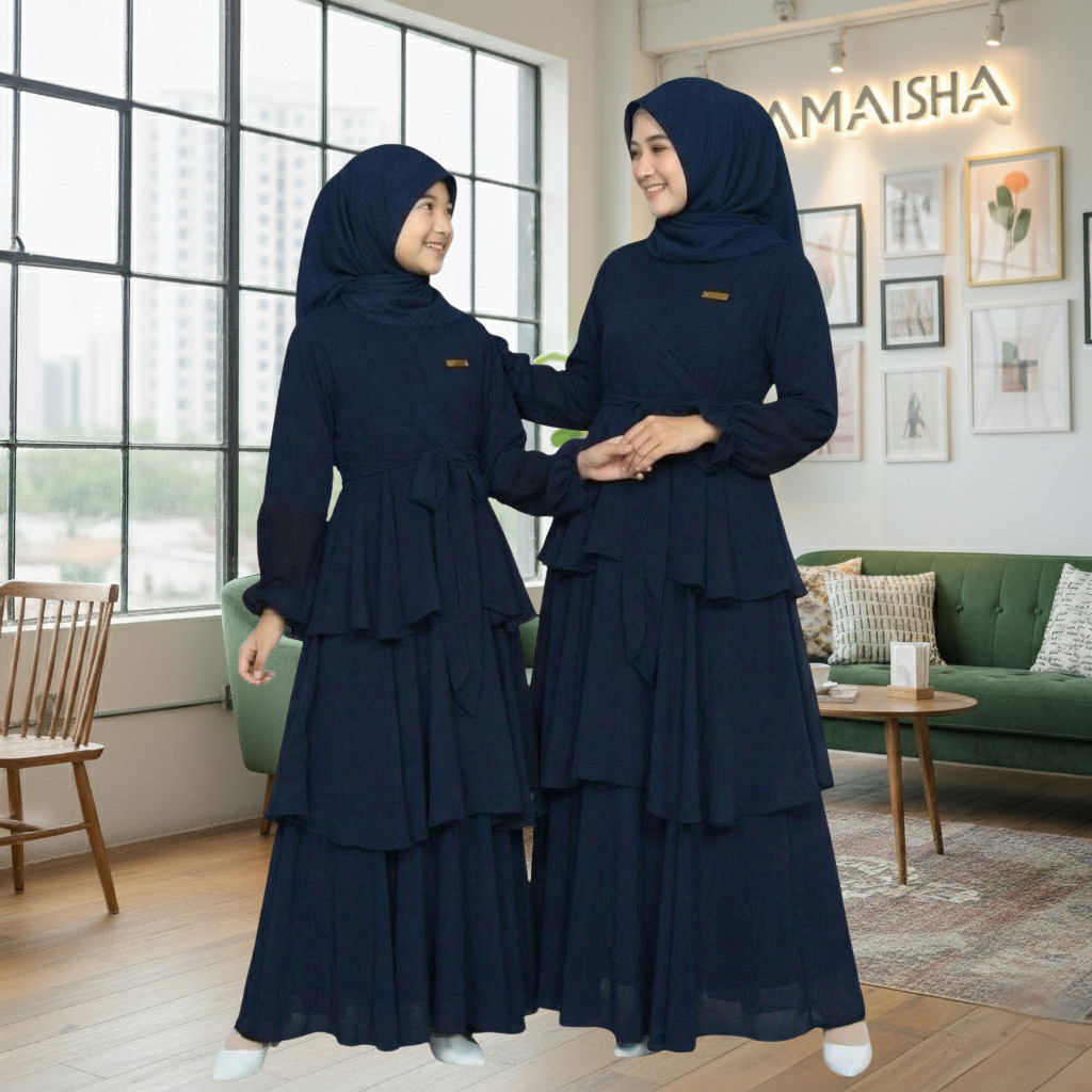 Dress Couple Ibu dan Anak Lebaran Ceruty Abaya Dewasa Gamis Couple Ibu Anak Long Dress Muslim