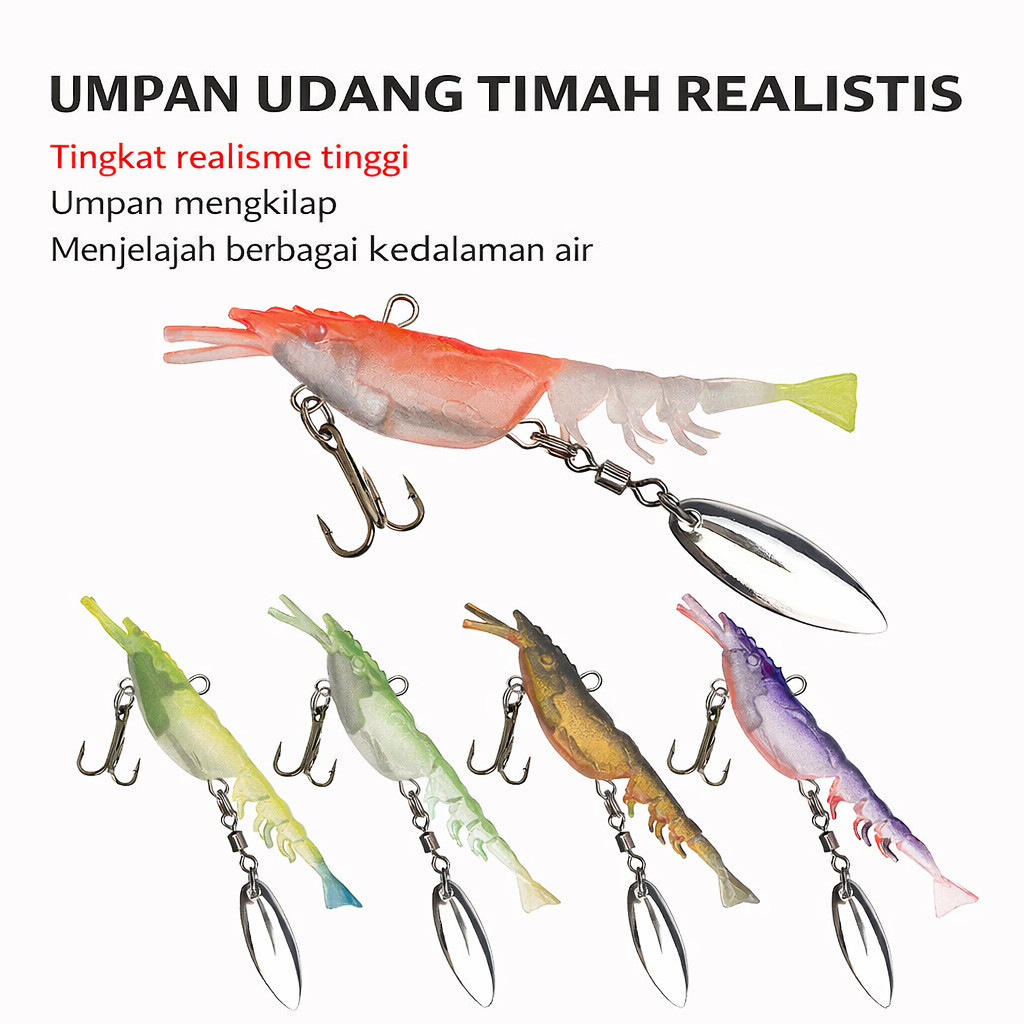Umpan Udang Soft Lure Spinner Jointed 6.7cm 4g Casting