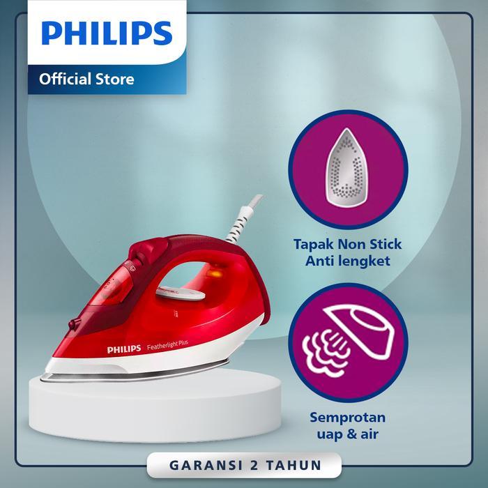 EleganMode1 Philips Setrika Uap GC1424/45 Merah - Setrika Uap Optimal, Tapak Non-Stick, setrika phil