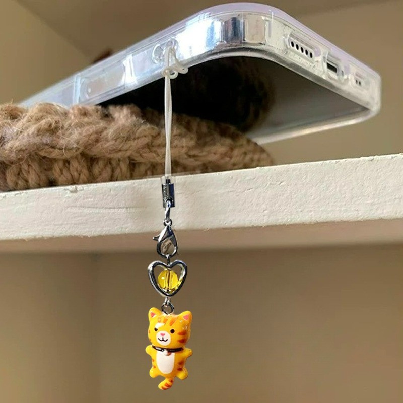 1/10Pcs  Cat Phone Pent Strap for Girl Anti Lost Keychain Cute Cat Phone Accessories Friends Gift Ch