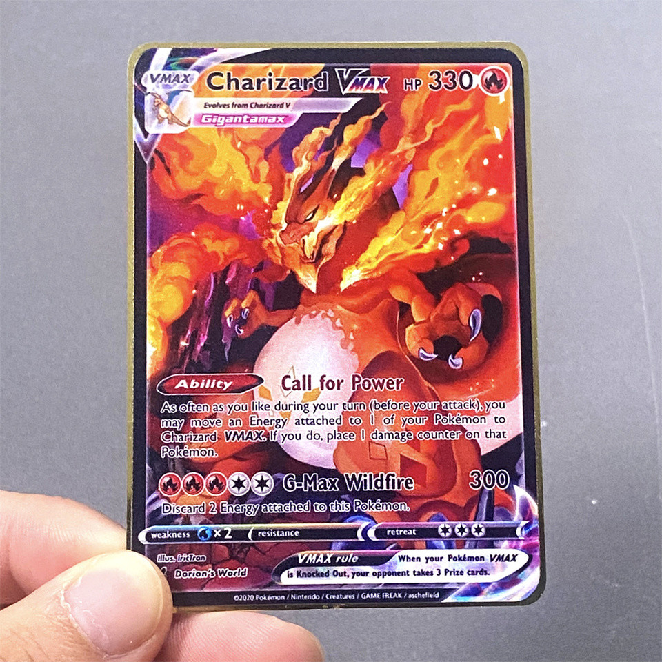 New 2024 Pokemon Metal Card English Anime arizard Arceus Mewtwo Blastoise Vmax GX V Letters Game Col