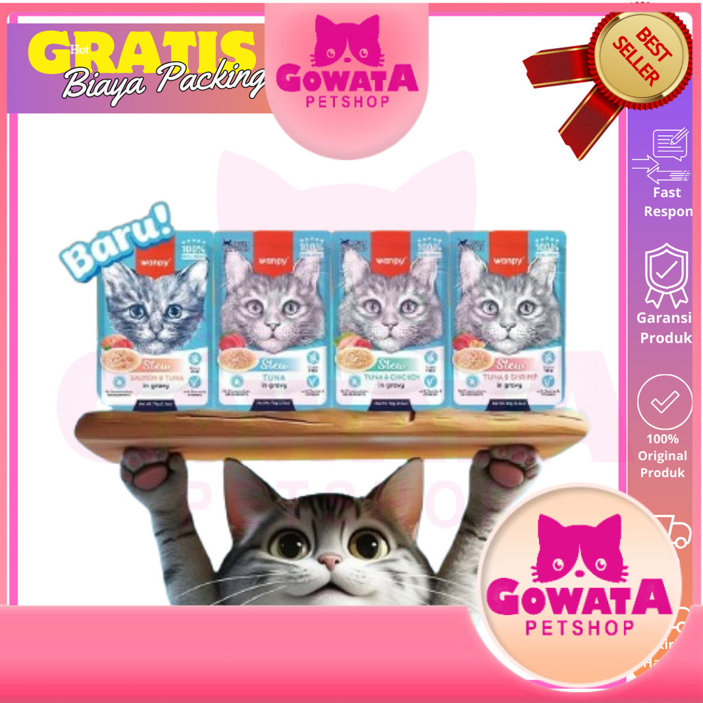 Makanan Kucing WANPY RETORT CAT Stew Retort Pouch 70GR