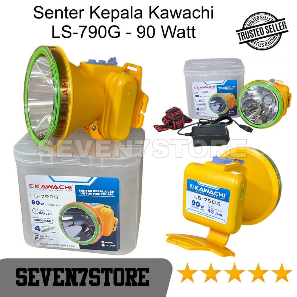 Kawachi Senter Kepala Diving LS-790G 90W Dimmer Senter Selam 50 Meter 10000mAh LED Anti Air Original