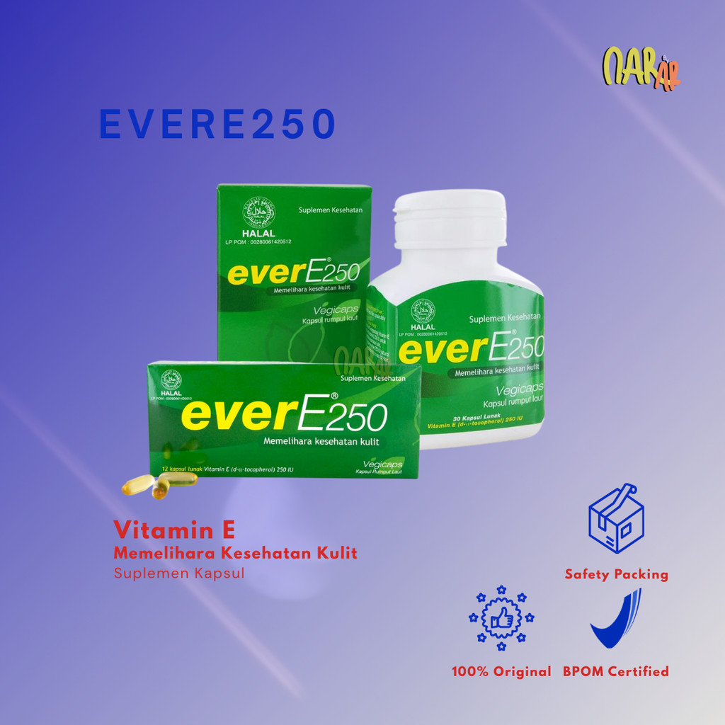 nar.by.ar | everE250 Vitamin E Softcapsule Rumput Laut isi 12 / 30 | everE100 + Vit C isi 30
