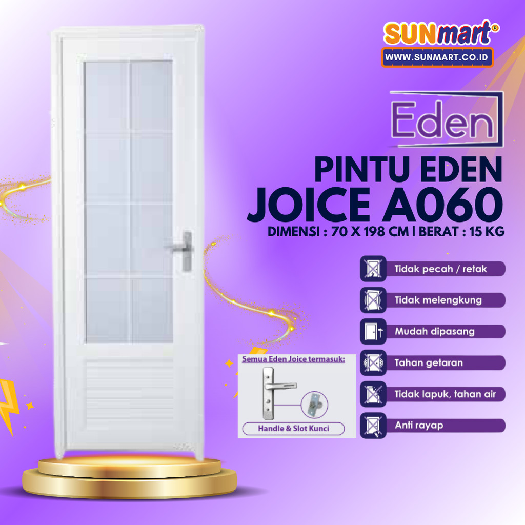 EDEN PINTU A060 JOICE UPVC 8 KACA PUTIH KANAN