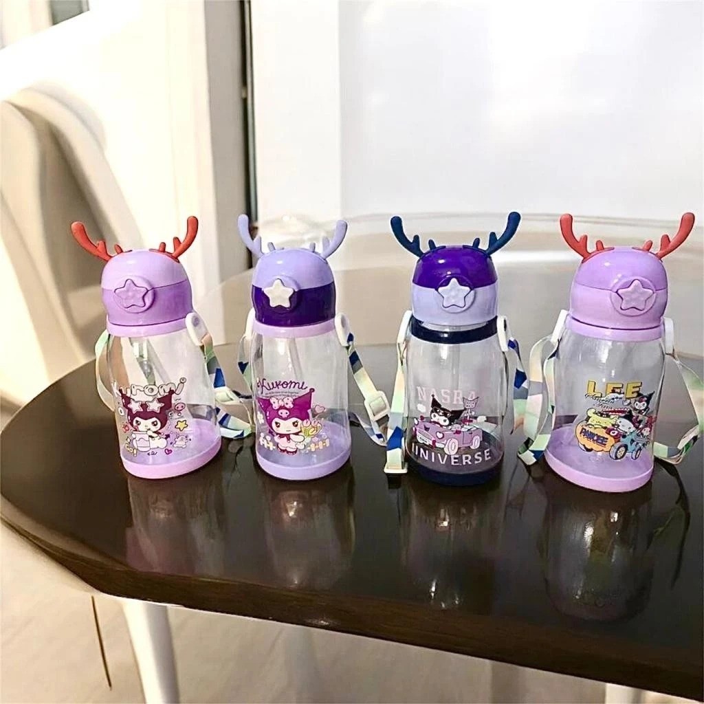 SACA BOTOL MINUM SEDOTAN ANAK TANDUK RUSA TALI KURUMI 650 ML | BOTOL ANAK SANRIO TANDUK RUSA KELINCI