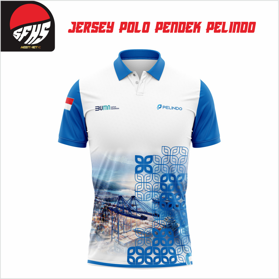 SFHS JERSEY POLO PELINDO LENGAN PENDEK – BAJU OLAHRAGA DESAIN PT Pelabuhan Indonesia (Persero)