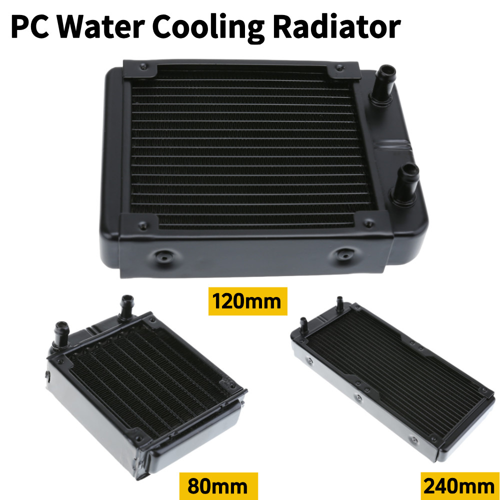 1Pcs PC Water Cooling Raator Aluminum 80mm 120mm 240mm 18 Tubes Computer Cooling Water Drain PC Wate