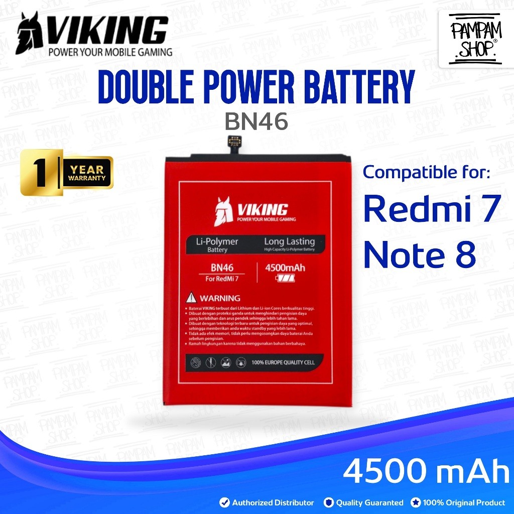 (surta tani) Baterai VIKING Double Power Original XiaoMi BN46 Redmi 7 / Redmi Note 8 Batre Batrai Ba