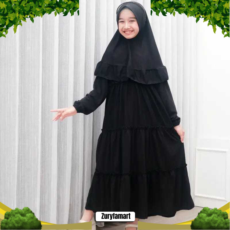 Gamis Anak Perempuan Modern 2025 Ufairah Series Baju Dress Busana Muslim Anak Gamis Remaja Gamis Tan