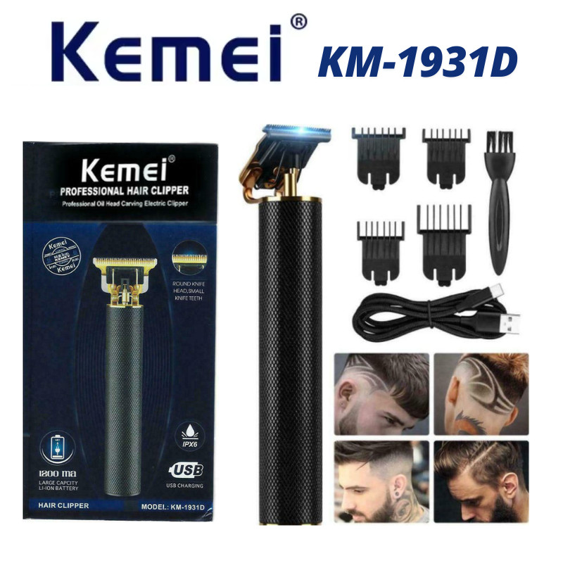 Kemei KM-1931D Hair Clipper Trimmer Electric Alat Cukur Rambut USB Charging 1200mAh KM 1931D