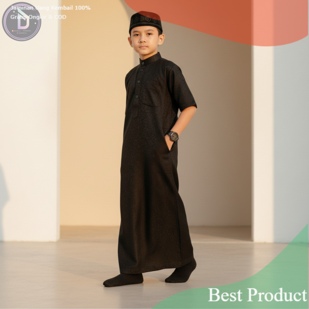 Baju Gamis Anak Cowok Koko Gaya Arab – Nyaman Dipakai Sholat Usia 1-14 Tahun- pakaian pria lainnya