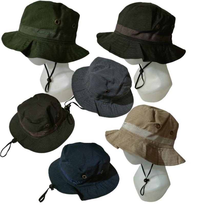 Rei Fashion - TOPI RIMBA DEWASA PRIA WANITA RIPSTOK HITAM OUTDOOR ADVENTURE HIKING TREKKING / TOPI M