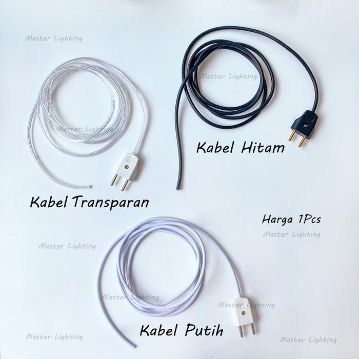 1meter Kabel + Colokan Listrik Broco untuk lampu gantung lampu dinding - Hitam, 1m + colokan