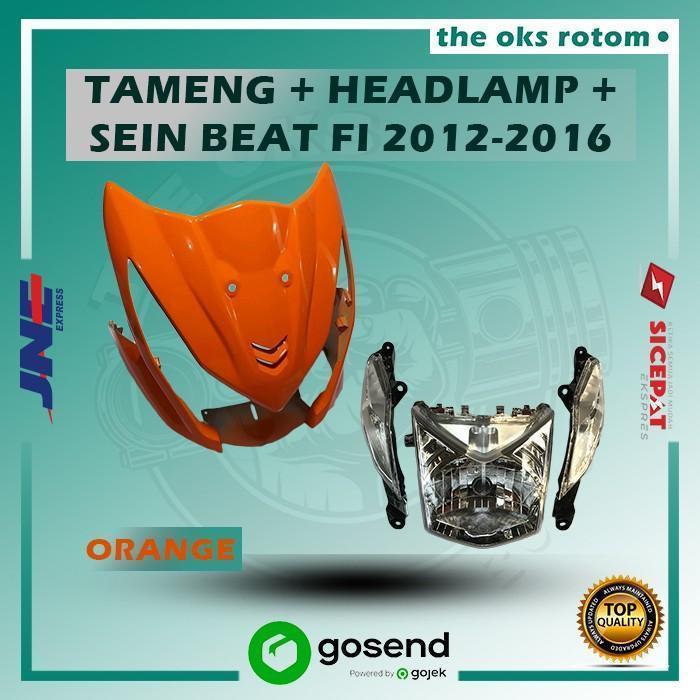Body Tameng Cover Depan + Reflector Full Set Honda Beat FI Orange