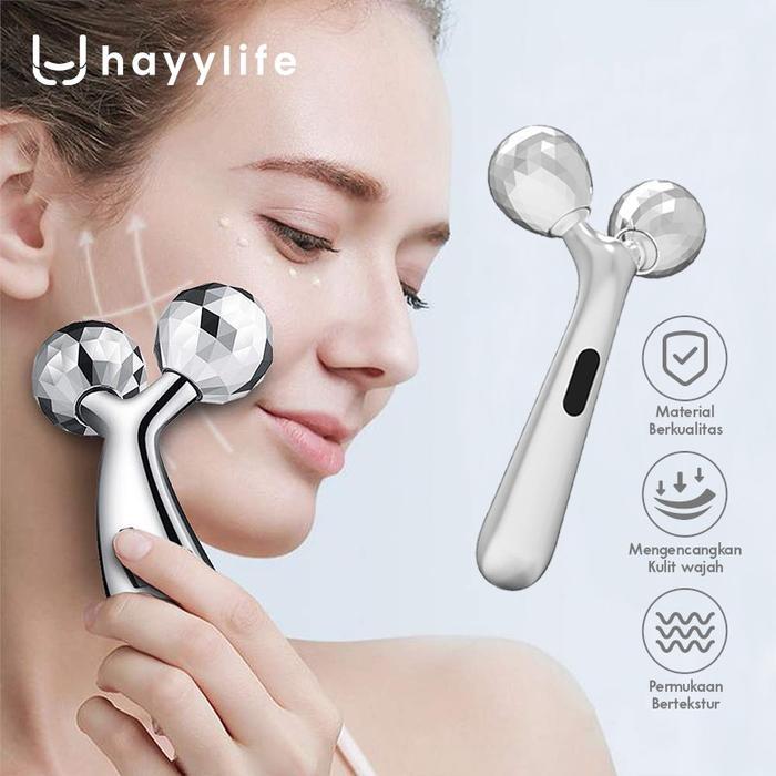 Glow Naturelle HAYYLIFE Alat Pengencang Wajah Facial Cleaning Manual Roller Micro Current HL-BCA952