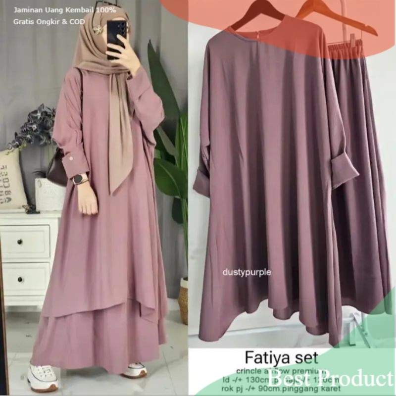 GAMIS FATIYA CRINCLE AIRFLOW LD 110//FATIYA LONGSET GAMIS PREMIUM//GAMIS WANITA KEKINIAN TERBARU CRI