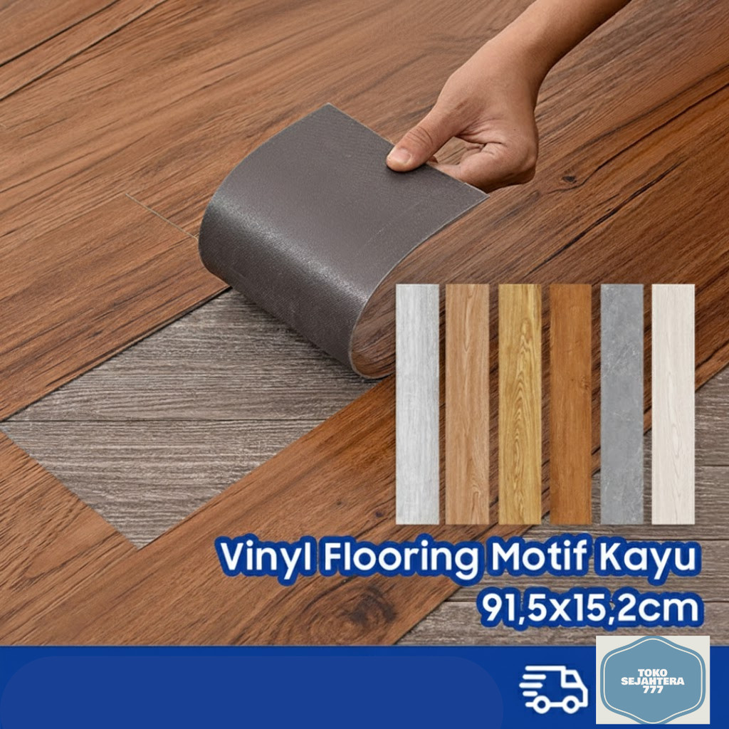 1 BOX (36 Pcs) Floor Vinyl Lantai Stiker 91.5cm x 15.2cm / Lantai PVC High Quality Vinyl Lantai Stik