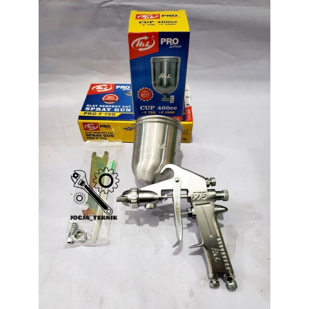 Spray Gun H&L F 75G Tabung Atas 400Cc / Semprotan Cat Kompressor Tabung Atas / Sped Cat Tabung Atas 