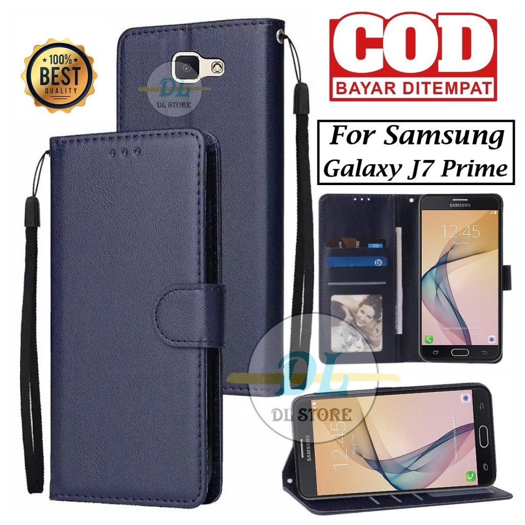 elyssiastore - Samsung Galaxy J7 Prime - Flip Wallet Case Kulit - Casing Dompet Case Wallet Leather 