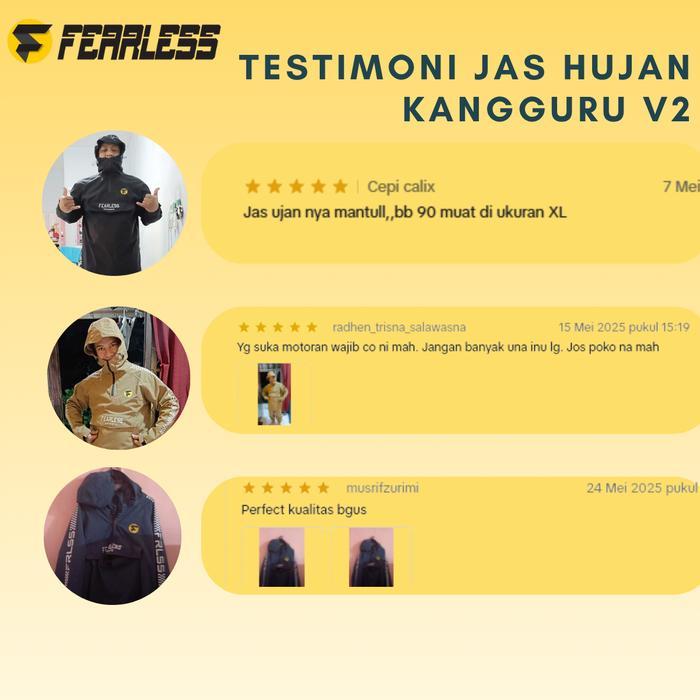 Jas Hujan Fearless Anti Bocor saku kantung Kangguru new fitur Setelan Pria Wanita dewasa raincoat an