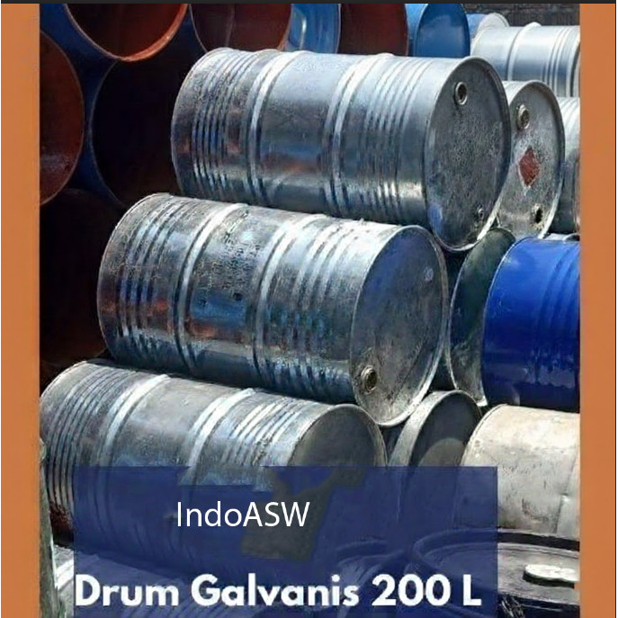 Drum besi galvanis bekas bersih 200 L 200l tutup lebar kecil tong terdekat liter