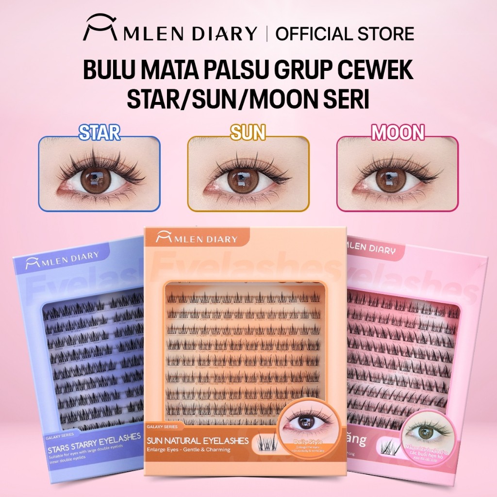 [PAKET BUNDLING]MLEN DIARY BULU MATA PALSU COMIC SUNFLOWER STARS BULU MATA NATURAL EYELASH EXTENSION