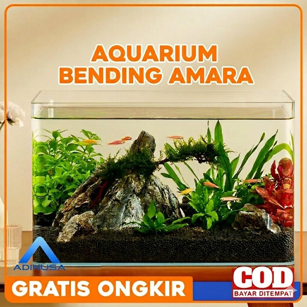 AQUARIUM BENDING AMARA 5 IN 1 SUPER WHITE CURVED GLASS AKUARIUM KACA BENING