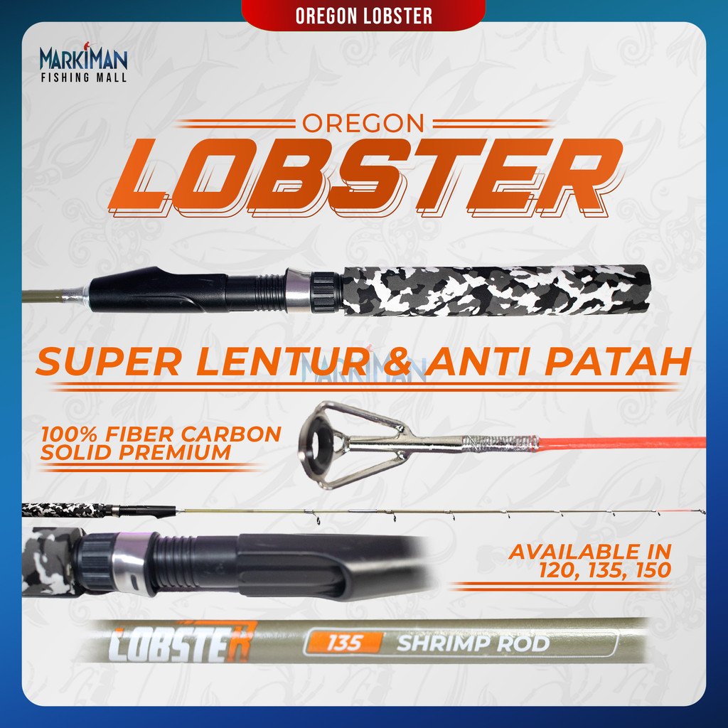 Joran Pancing Oregon Lobster Fiber Carbon Solid 120, 135, 150 cm – Super Lentur, Anti Patah, Kuat Ta