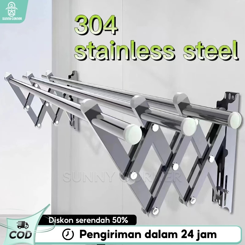 COD Jemuran Lipat Dinding Jemuran Dinding Jemuran Baju Stainless Steel Jemuran Baju Pakaian Dinding