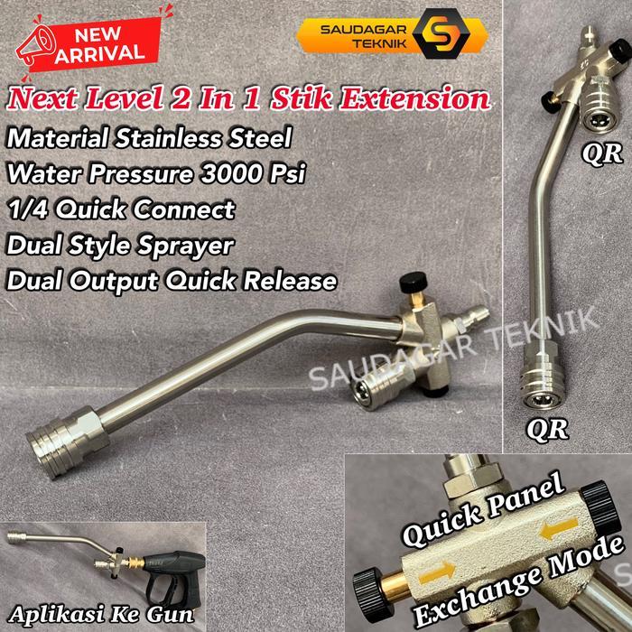 Stick Extension 2 IN 1 Gun Jet Cleaner Quick Release Pipa Sambungan Foam Lance Mesin Steam Cuci Mobi