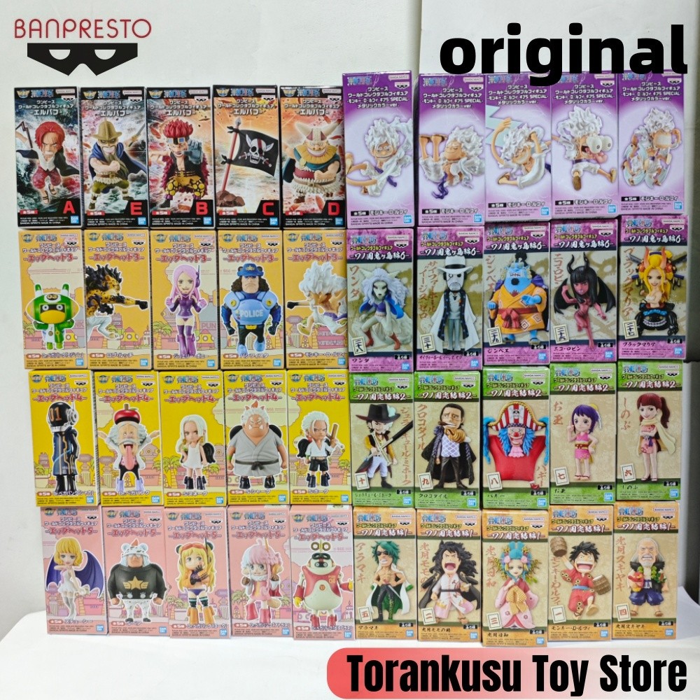 BANPRESTO One Piece Anime WCF Luffy Jinbe Lucci Stussy Kuma Egghead Wano  Ghosts Land Action Figures