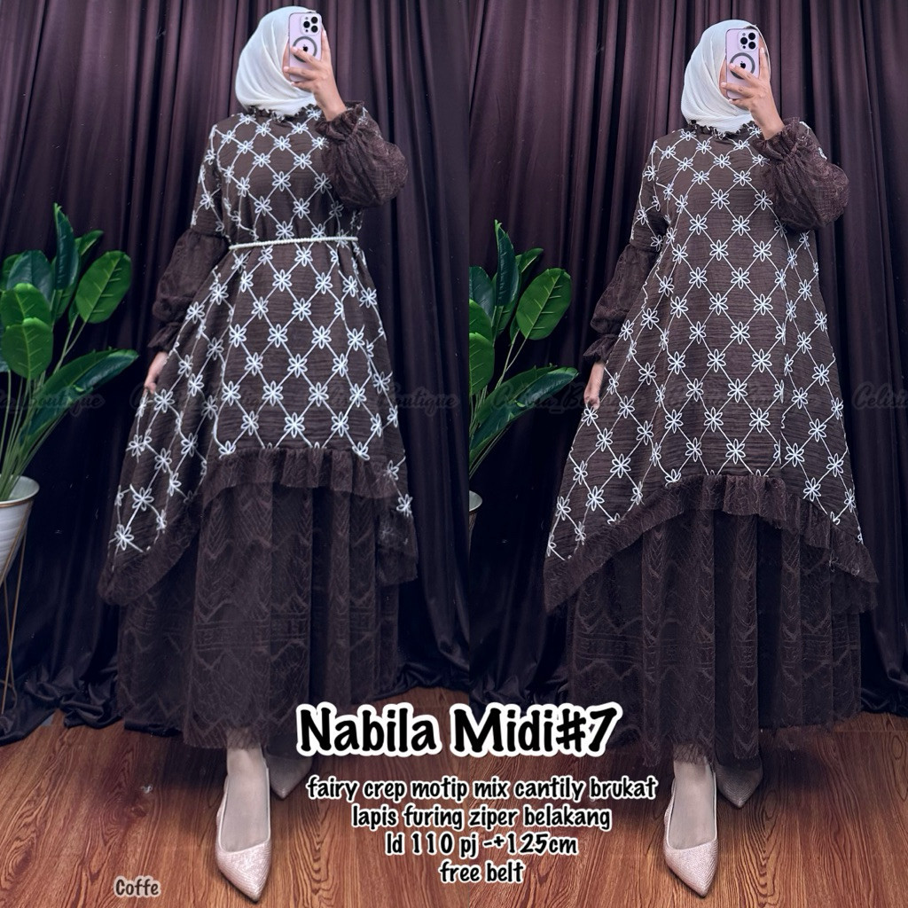 DIKSON 3.3 NABILA MIDI DRESS BRUKAT TERBARU PJ 120cm