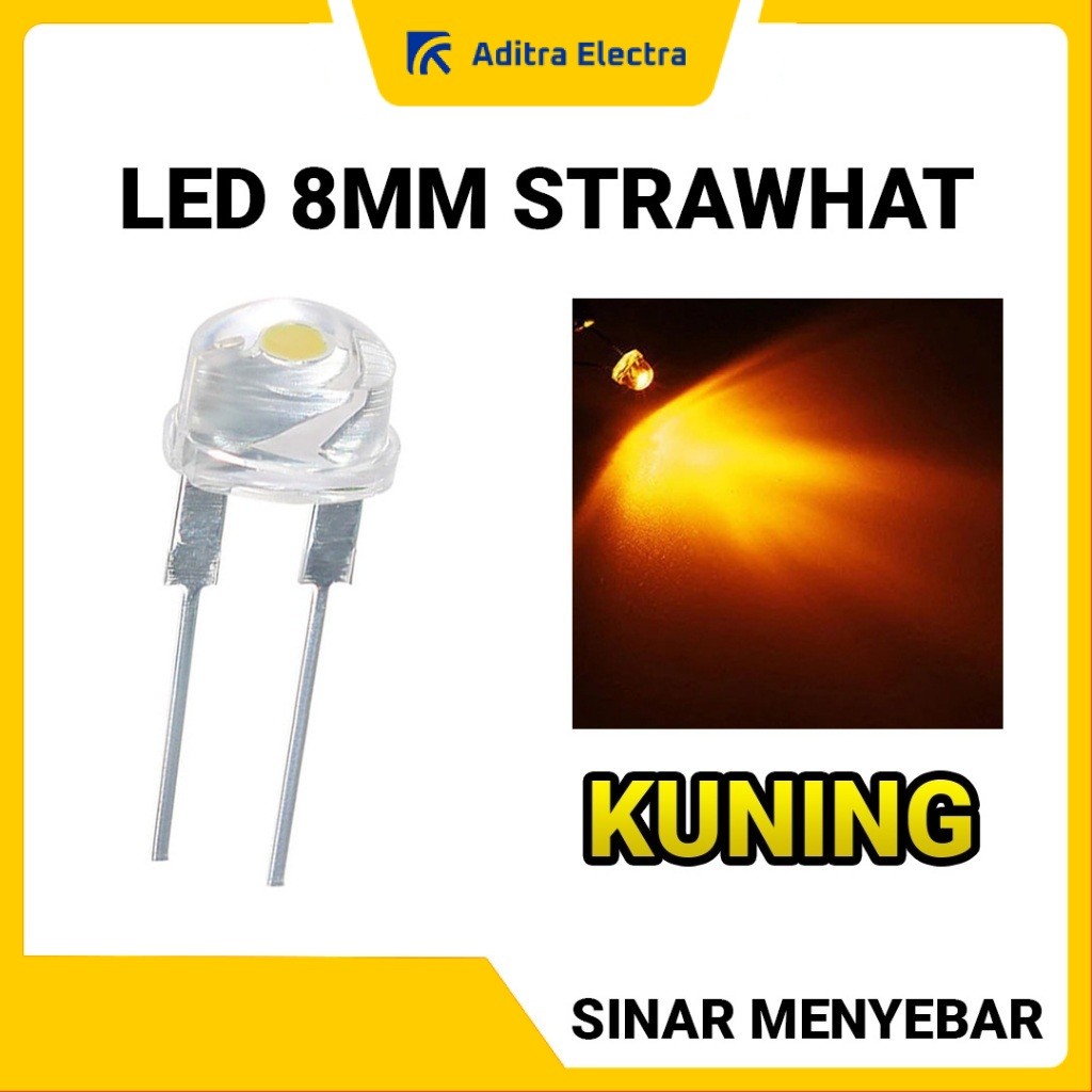 LED Strawhat 8mm Body Clear | Lampu LED Topi - Warna Kuning