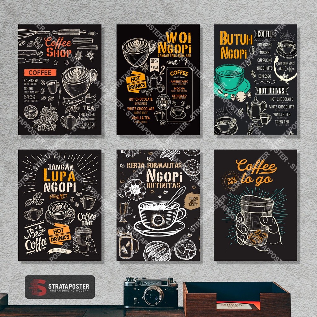 TERLARIS Hiasan Dinding Cafe Poster Kopi Dekorasi Retro Vintage