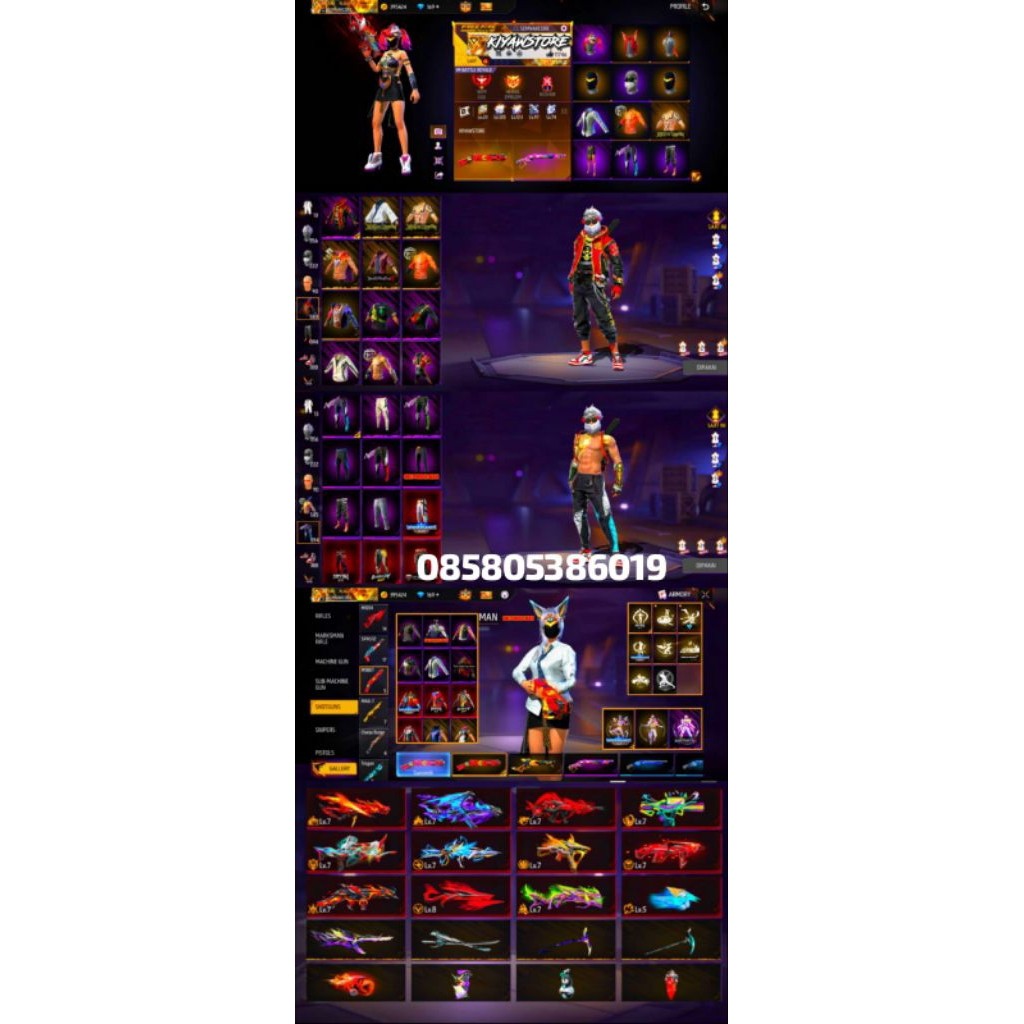 Jual akun ff max 12 sg dua 5 rasa vauld byk di jamin aman