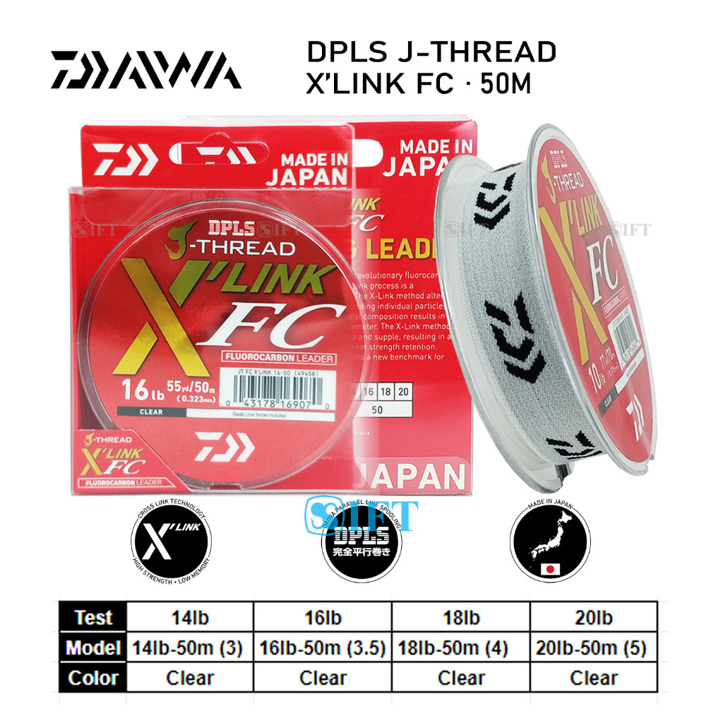 Senar Leader DAIWA J THREAD X-LINK FC 50M | DPLS Made In Japan | Fluoro Carbon | SM Fishing Store