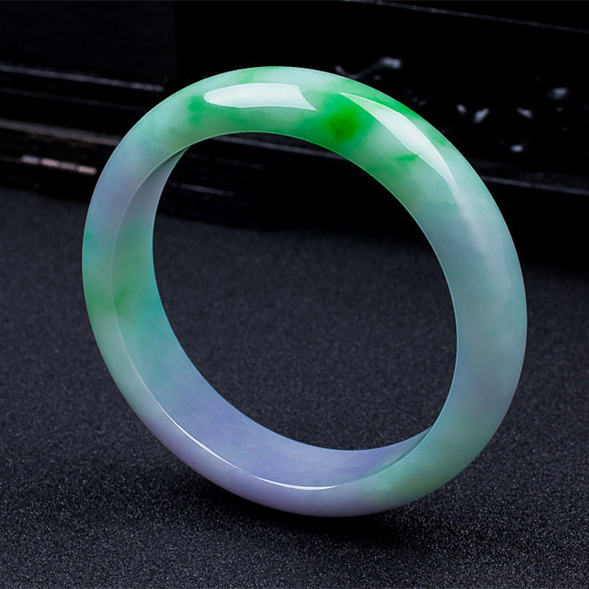 Gelang giok gelang jadeite jadeite seputih es dengan warna-warna cerah dan motif bunga gelang jadeit