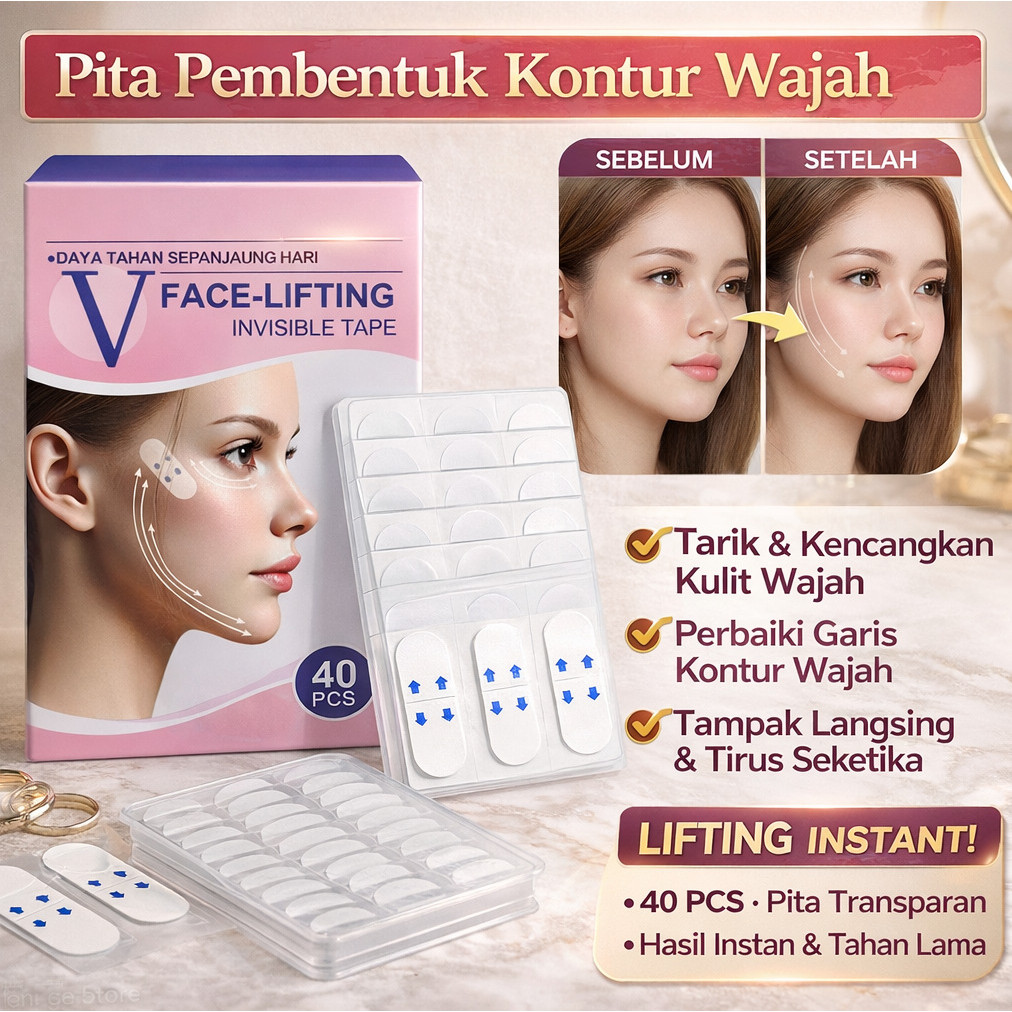 Stiker Pengencang Wajah Stiker Kontur Pengangkat Wajah Stiker Tipis Perekat Wajah/Produk Asli/Memper