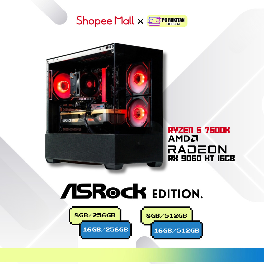 ASROCK GAMING PC RYZEN 7 5700X RX 9060 XT 16G/ 8GB 256GB RAKITAN PC GAMING