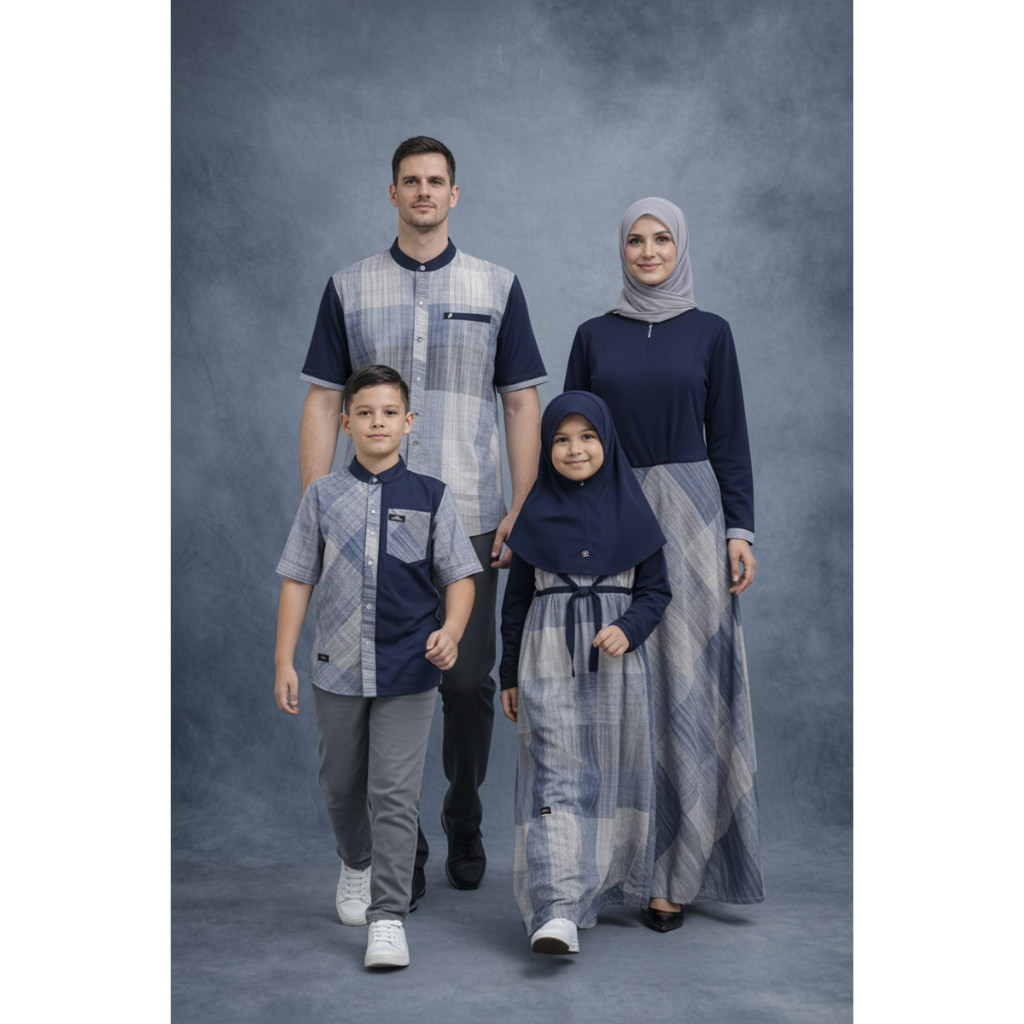 MUTIF Sarimbit Daisy Plaid Grey - Navy Blazer - Mutif Daisy Plaid Grey - Navy Blazer || Baju Mutif P