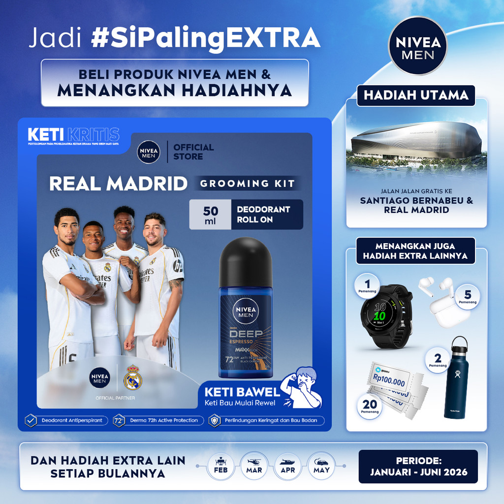NIVEA MEN Deodorant Roll On Deep Espresso 50ml - Deodoran pria melawan bakteri keringat bau badan de